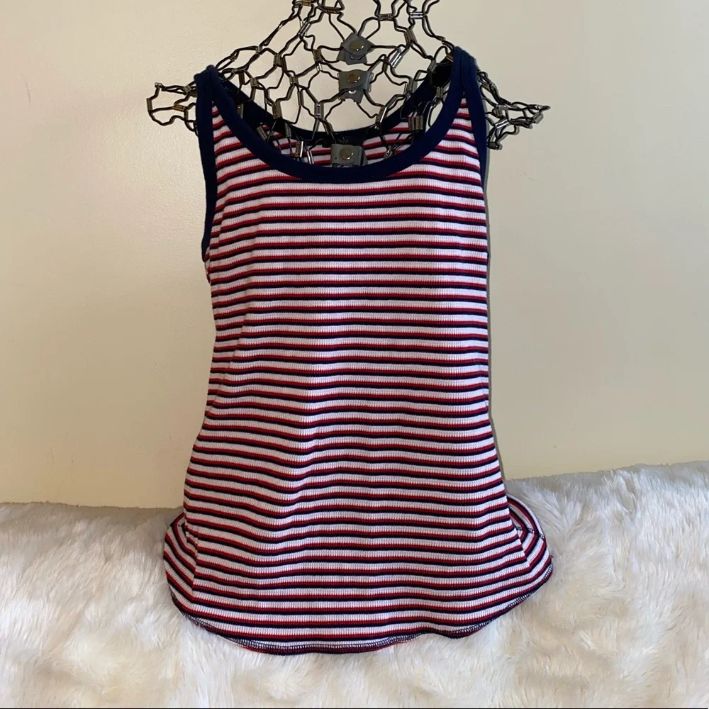 J. Crew American Stripe Racer Back Ribbed Tank Size XL